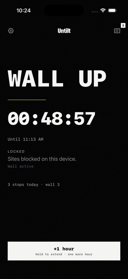 Wall up · until the timer says otherwise